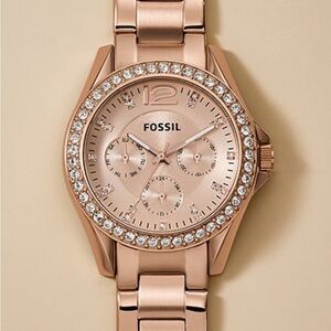 Fossil Riley Multifunction Rose Gold-Tone Stainless Steel Watch (ES2811) NEW